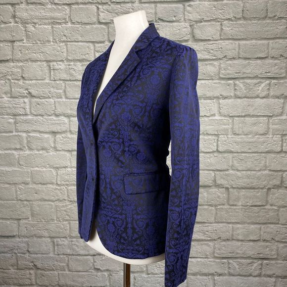 Chico's Blue Brocade Stretch Blazer - Picture 3 of 5